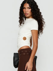 Chelese Cut Out Ruched Top White