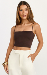 Delphine Top - Strap Straight Neck Top in Chocolate