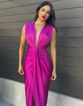 Draped Plunge Evening Dress