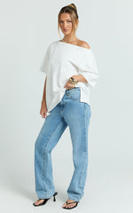 Ruby Top - Off Shoulder Asymmetrical T-shirt in White