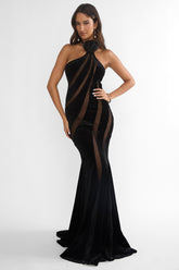 Azelia Velvet Maxi Dress Black