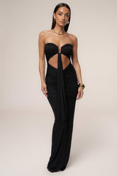 Black Atlantis Drape Maxi Dress