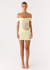 Either Way Off Shoulder Mini Dress Yellow