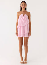 On The Go Beaded Mini Dress Pink