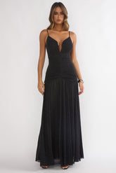 Orizel Pintuck Maxi Dress Black