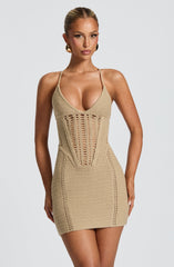 Xanthe Mini Dress - Beige