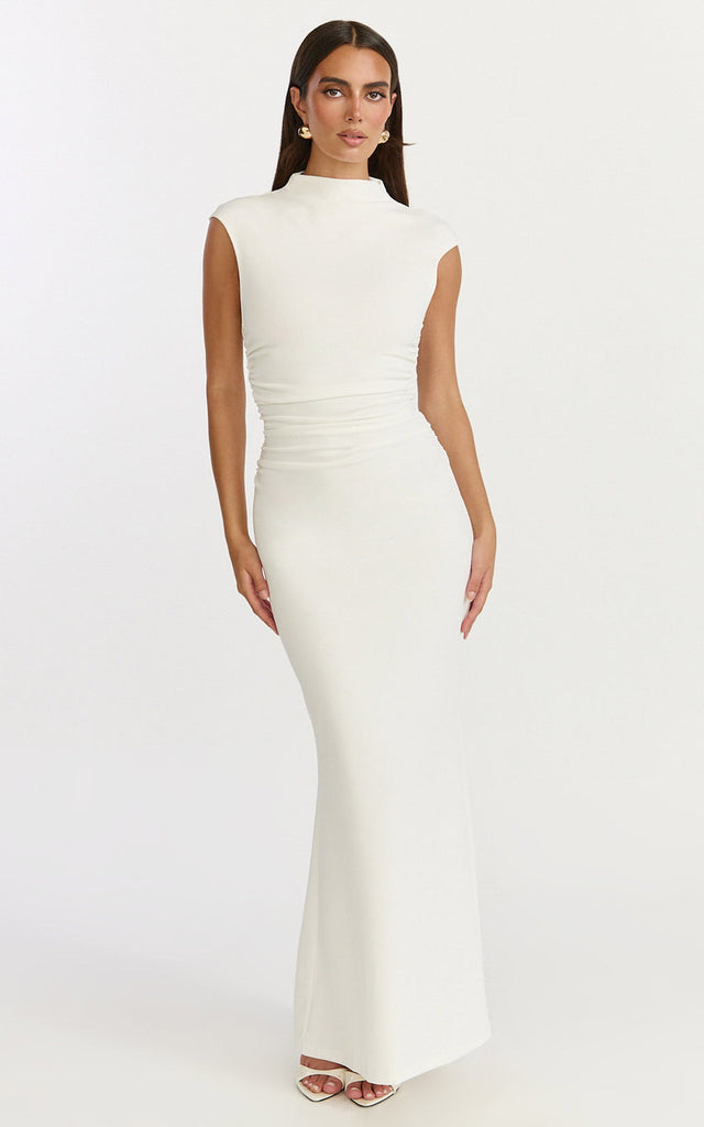 cap sleeve white maxi dress Lace Bridal Dress - Cap Sleeve Bridal Dress - V-Back Bridal Dress