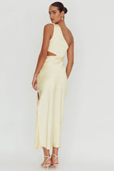 Abloom One Shoulder Satin Maxi Dress Butter